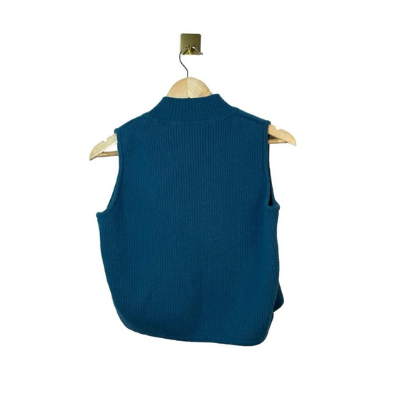 VINTAGE Karen Scott 100% Wool Zip Up Vest in Teal Size M - Picture 5 of 8